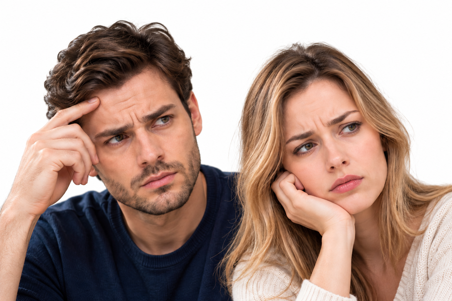 Illustrative couple considering the challenges of selling their home